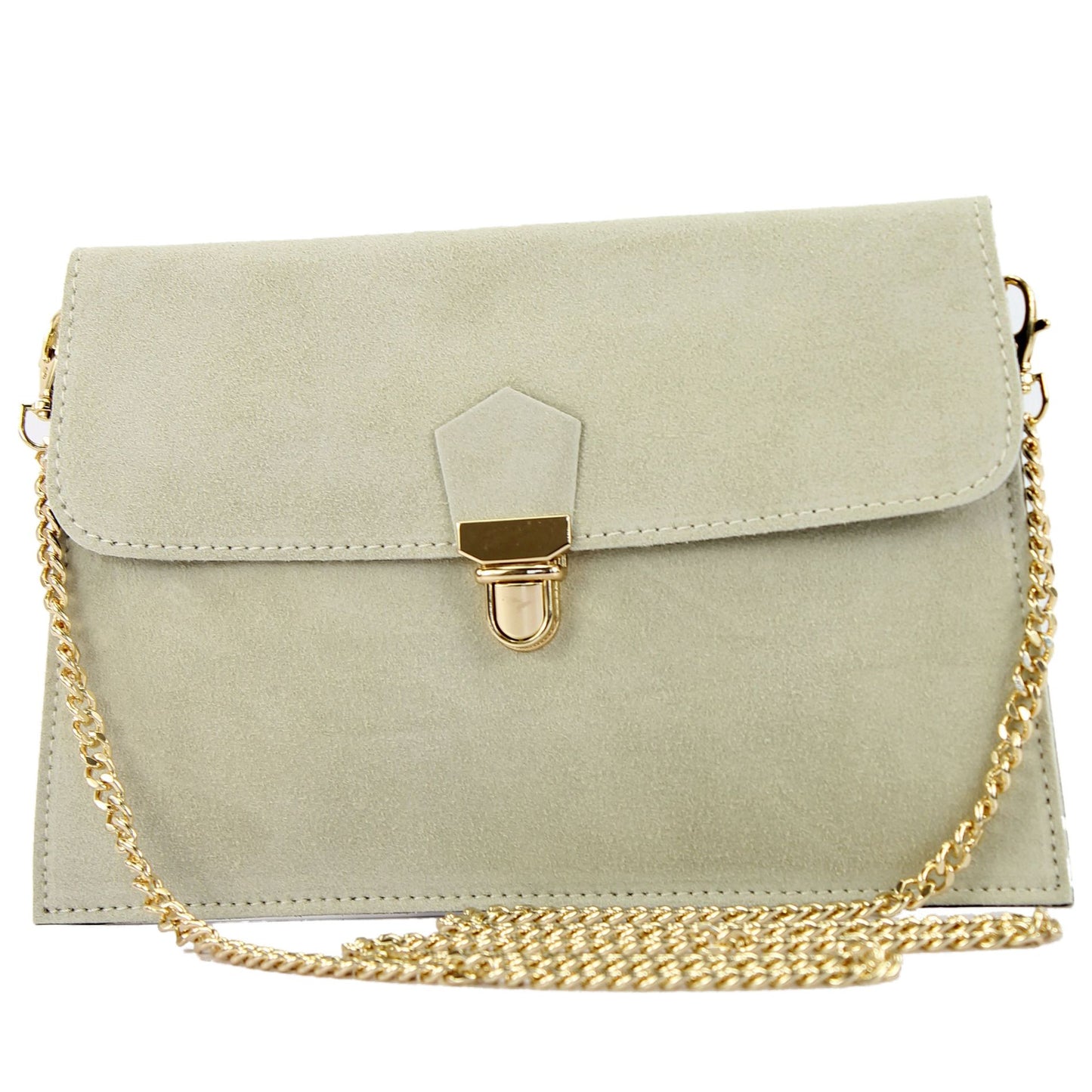 modamoda de - T206 - ital. Clutch aus Wildleder mit Goldkette