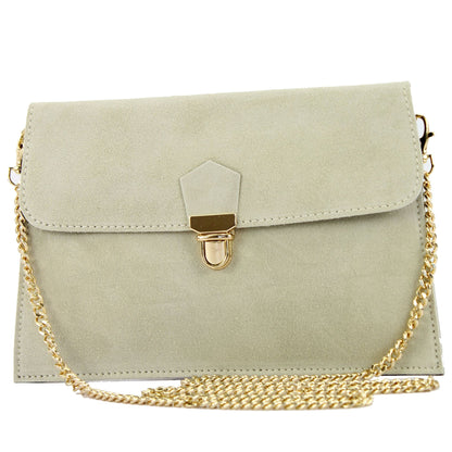 modamoda de - T206 - ital. Clutch aus Wildleder mit Goldkette
