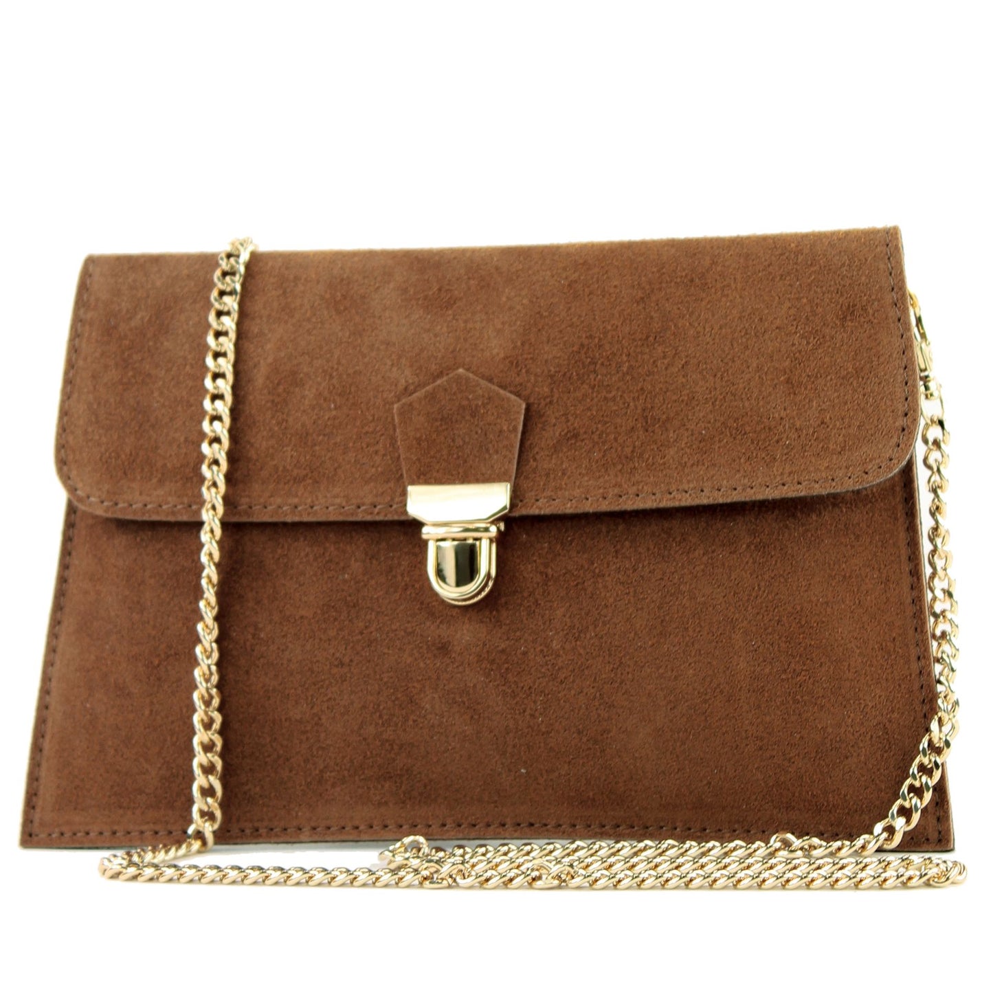 modamoda de - T206 - ital. Clutch aus Wildleder mit Goldkette