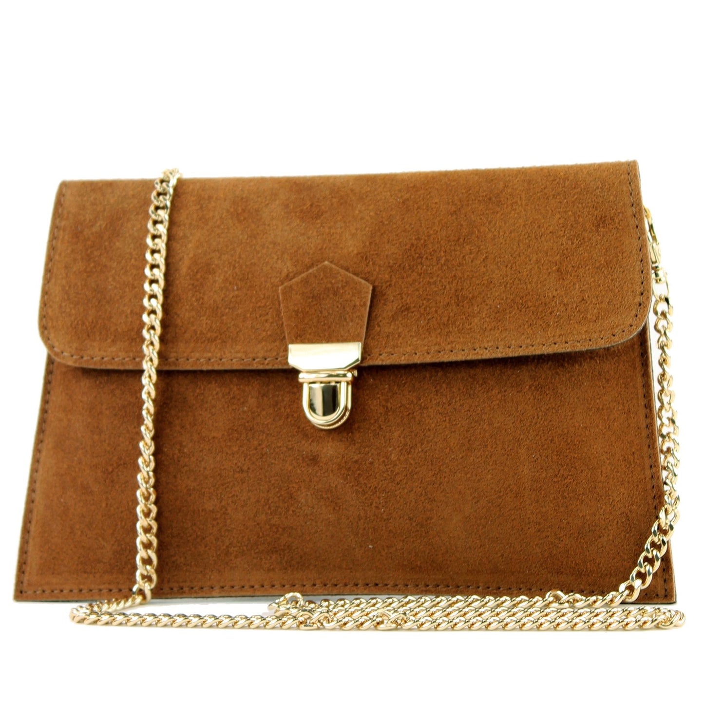 modamoda de - T206 - ital. Clutch aus Wildleder mit Goldkette