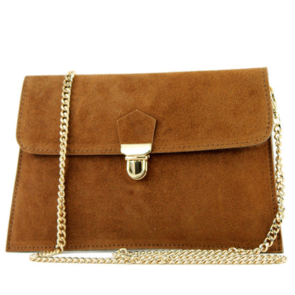 modamoda de - T206 - ital. Clutch aus Wildleder mit Goldkette