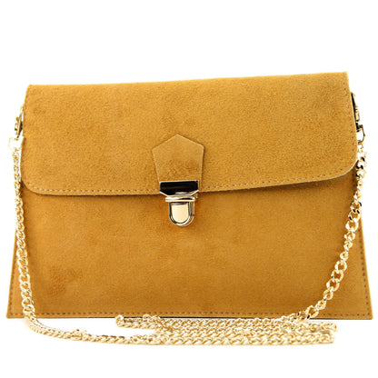 modamoda de - T206 - ital. Clutch aus Wildleder mit Goldkette
