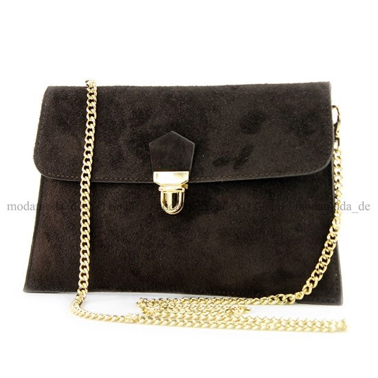 modamoda de - T206 - ital. Clutch aus Wildleder mit Goldkette