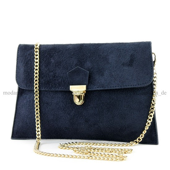 modamoda de - T206 - ital. Clutch aus Wildleder mit Goldkette
