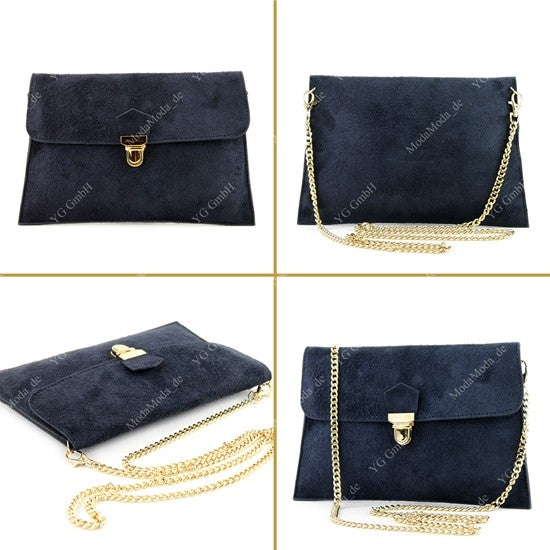 modamoda de - T206 - ital. Clutch aus Wildleder mit Goldkette