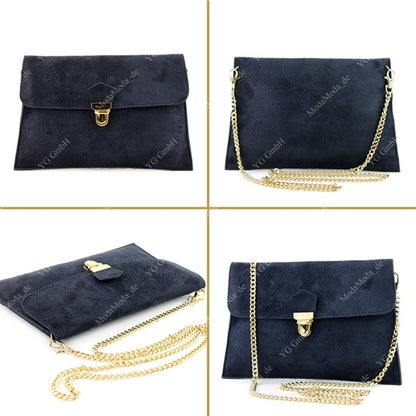 modamoda de - T206 - ital. Clutch aus Wildleder mit Goldkette