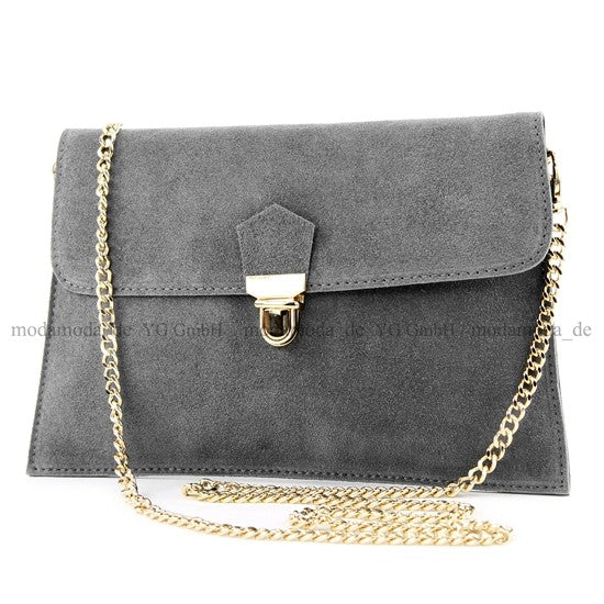 modamoda de - T206 - ital. Clutch aus Wildleder mit Goldkette