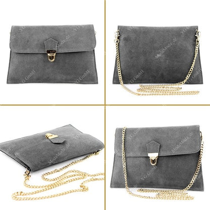 modamoda de - T206 - ital. Clutch aus Wildleder mit Goldkette