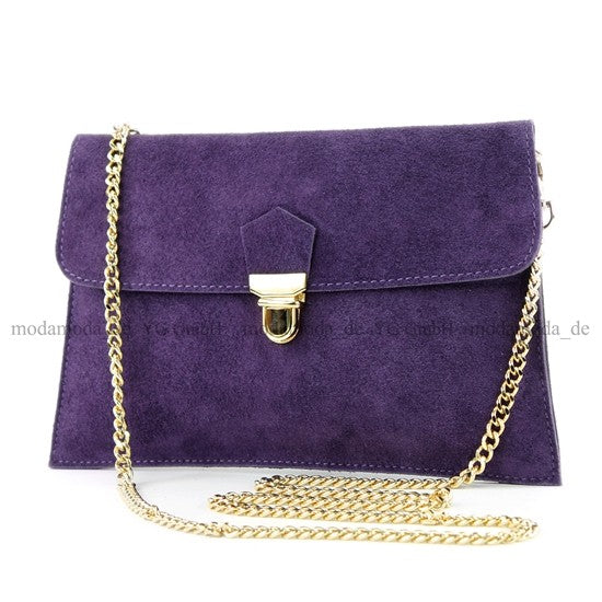modamoda de - T206 - ital. Clutch aus Wildleder mit Goldkette