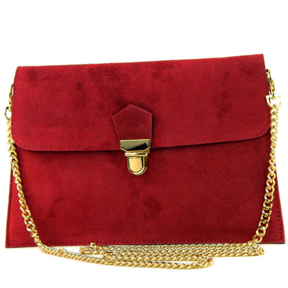 modamoda de - T206 - ital. Clutch aus Wildleder mit Goldkette
