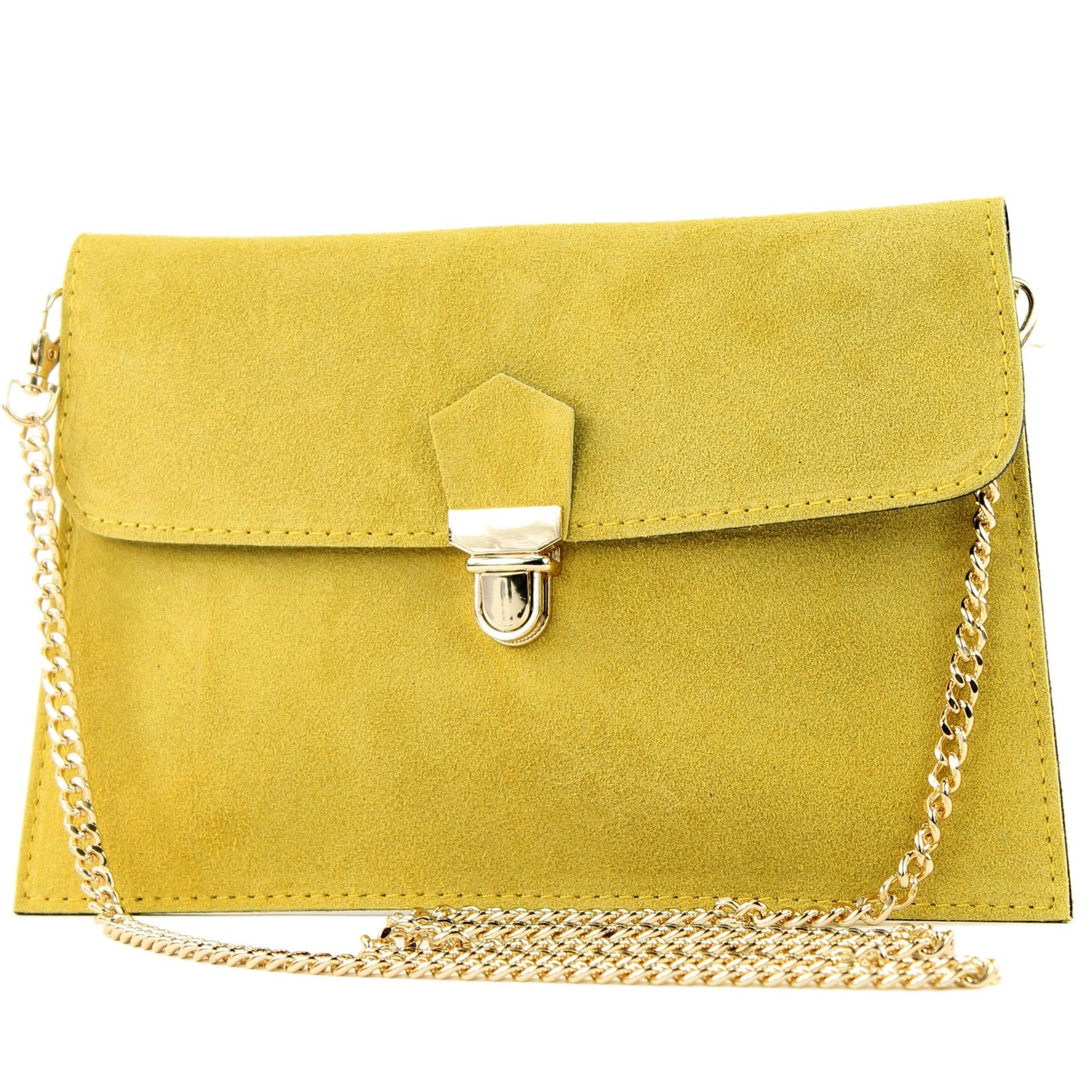 modamoda de - T206 - ital. Clutch aus Wildleder mit Goldkette