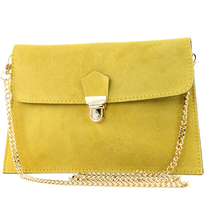 modamoda de - T206 - ital. Clutch aus Wildleder mit Goldkette