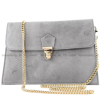 modamoda de - T206 - ital. Clutch aus Wildleder mit Goldkette