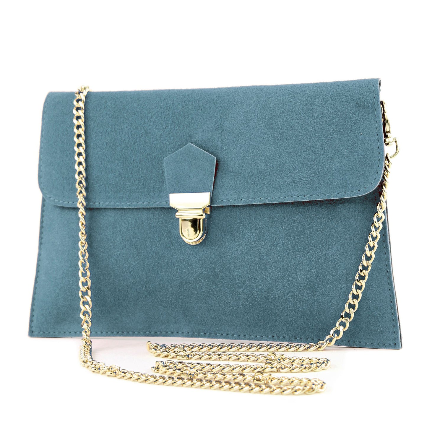 modamoda de - T206 - ital. Clutch aus Wildleder mit Goldkette
