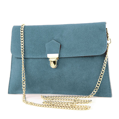 modamoda de - T206 - ital. Clutch aus Wildleder mit Goldkette