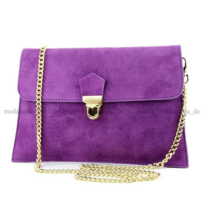 modamoda de - T206 - ital. Clutch aus Wildleder mit Goldkette