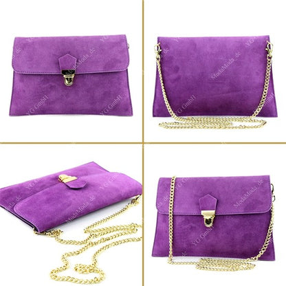 modamoda de - T206 - ital. Clutch aus Wildleder mit Goldkette
