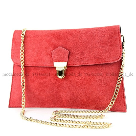 modamoda de - T206 - ital. Clutch aus Wildleder mit Goldkette