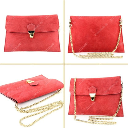 modamoda de - T206 - ital. Clutch aus Wildleder mit Goldkette