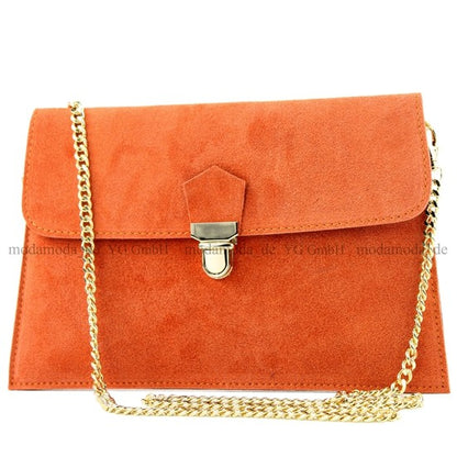 modamoda de - T206 - ital. Clutch aus Wildleder mit Goldkette