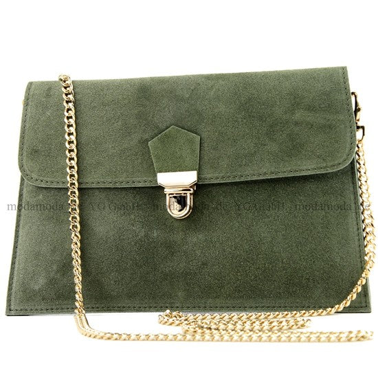 modamoda de - T206 - ital. Clutch aus Wildleder mit Goldkette