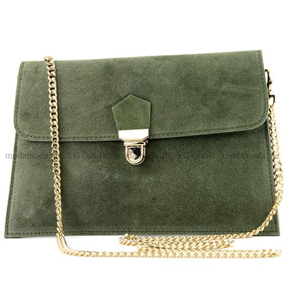 modamoda de - T206 - ital. Clutch aus Wildleder mit Goldkette