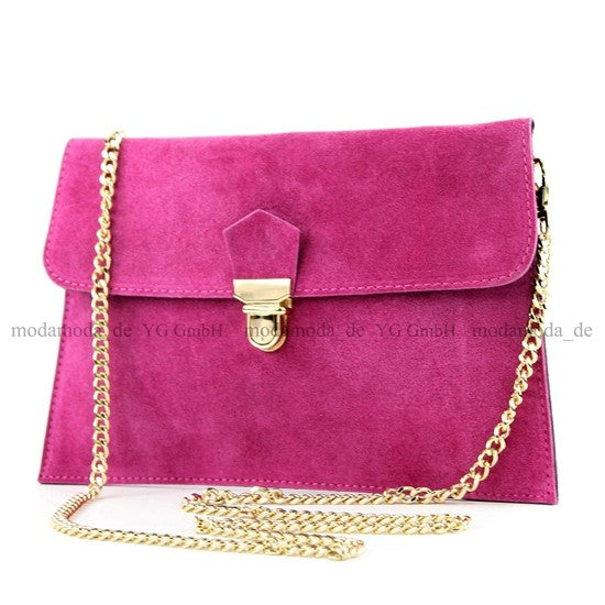 modamoda de - T206 - ital. Clutch aus Wildleder mit Goldkette