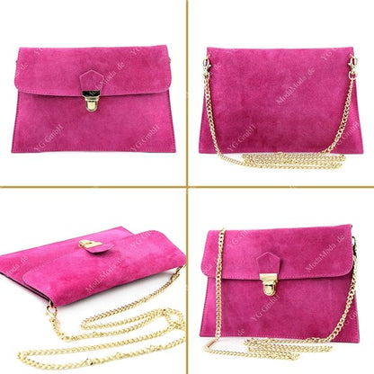 modamoda de - T206 - ital. Clutch aus Wildleder mit Goldkette