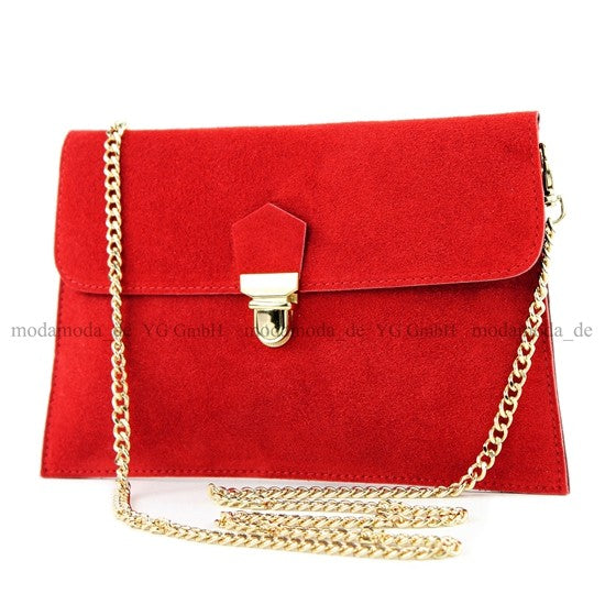 modamoda de - T206 - ital. Clutch aus Wildleder mit Goldkette