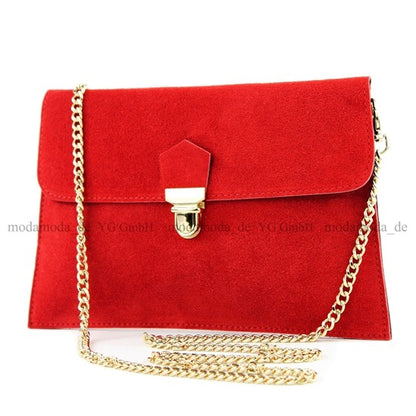 modamoda de - T206 - ital. Clutch aus Wildleder mit Goldkette