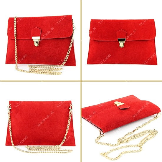 modamoda de - T206 - ital. Clutch aus Wildleder mit Goldkette