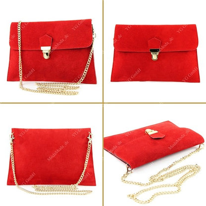 modamoda de - T206 - ital. Clutch aus Wildleder mit Goldkette
