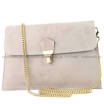 modamoda de - T206 - ital. Clutch aus Wildleder mit Goldkette