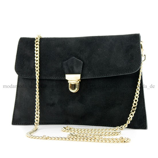 modamoda de - T206 - ital. Clutch aus Wildleder mit Goldkette