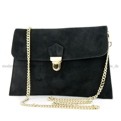 modamoda de - T206 - ital. Clutch aus Wildleder mit Goldkette
