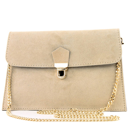 modamoda de - T206 - ital. Clutch aus Wildleder mit Goldkette