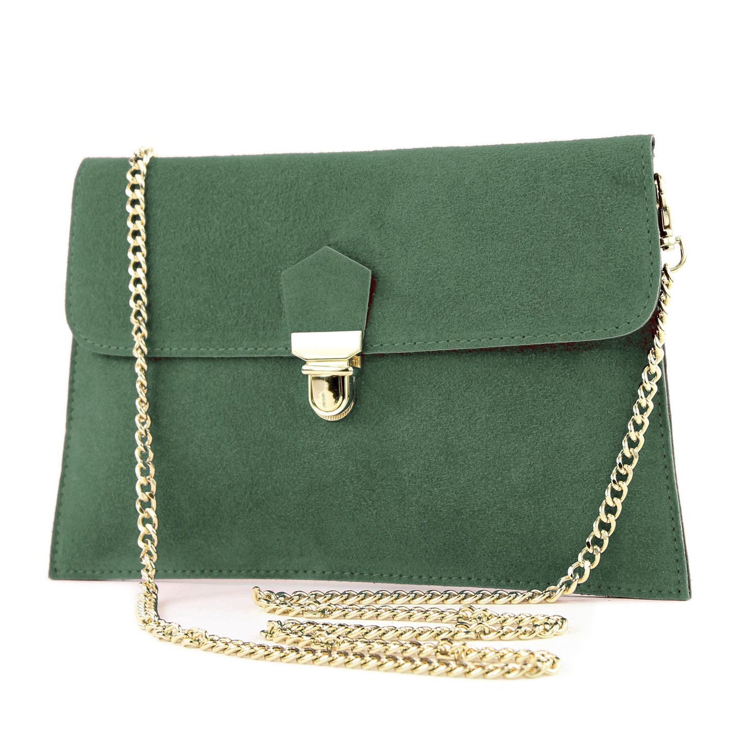 modamoda de - T206 - ital. Clutch aus Wildleder mit Goldkette