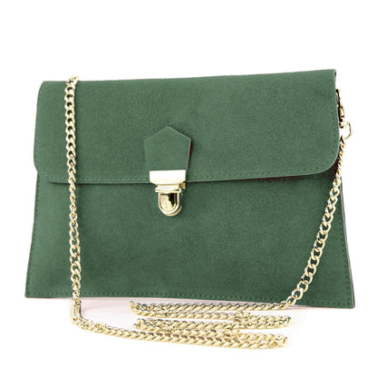 modamoda de - T206 - ital. Clutch aus Wildleder mit Goldkette