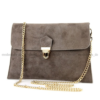 modamoda de - T206 - ital. Clutch aus Wildleder mit Goldkette