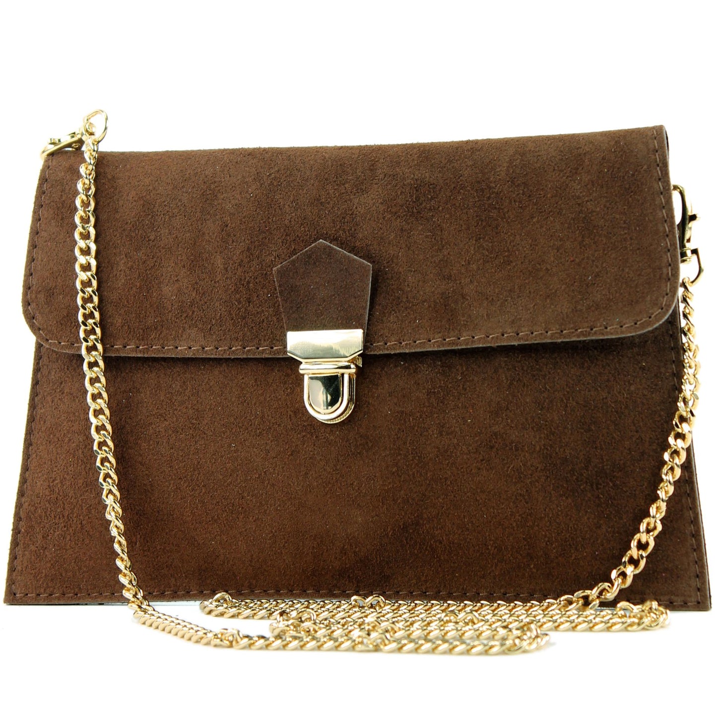 modamoda de - T206 - ital. Clutch aus Wildleder mit Goldkette