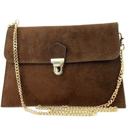 modamoda de - T206 - ital. Clutch aus Wildleder mit Goldkette