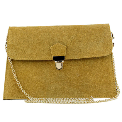 modamoda de - T206 - ital. Clutch aus Wildleder mit Goldkette
