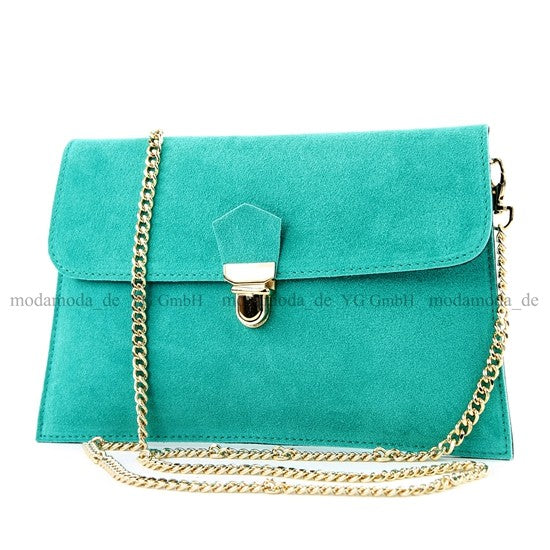 modamoda de - T206 - ital. Clutch aus Wildleder mit Goldkette