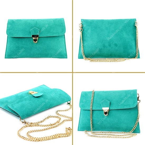 modamoda de - T206 - ital. Clutch aus Wildleder mit Goldkette