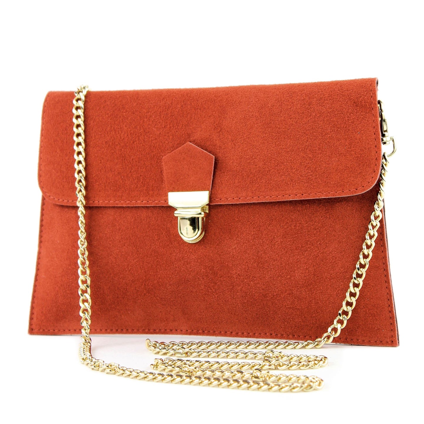 modamoda de - T206 - ital. Clutch aus Wildleder mit Goldkette