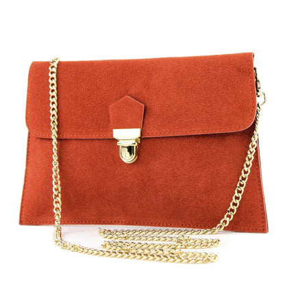 modamoda de - T206 - ital. Clutch aus Wildleder mit Goldkette