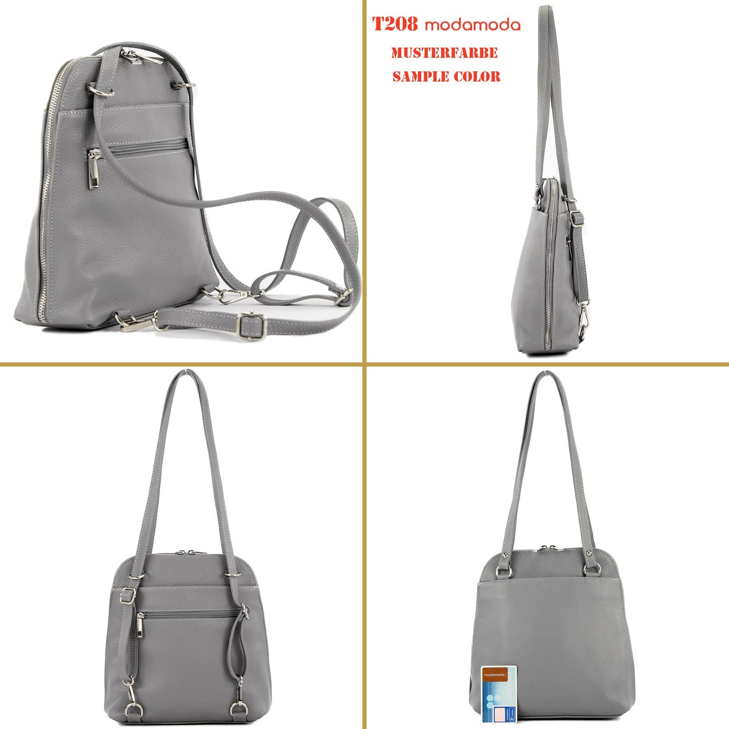 modamoda de - T217 -  ital. Damen Rucksack Daypack aus Leder