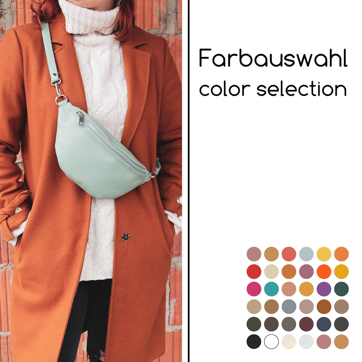 modamoda de T211 Damen Leder Bauchtasche Brusttasche Hüfttasche handmade in Italy