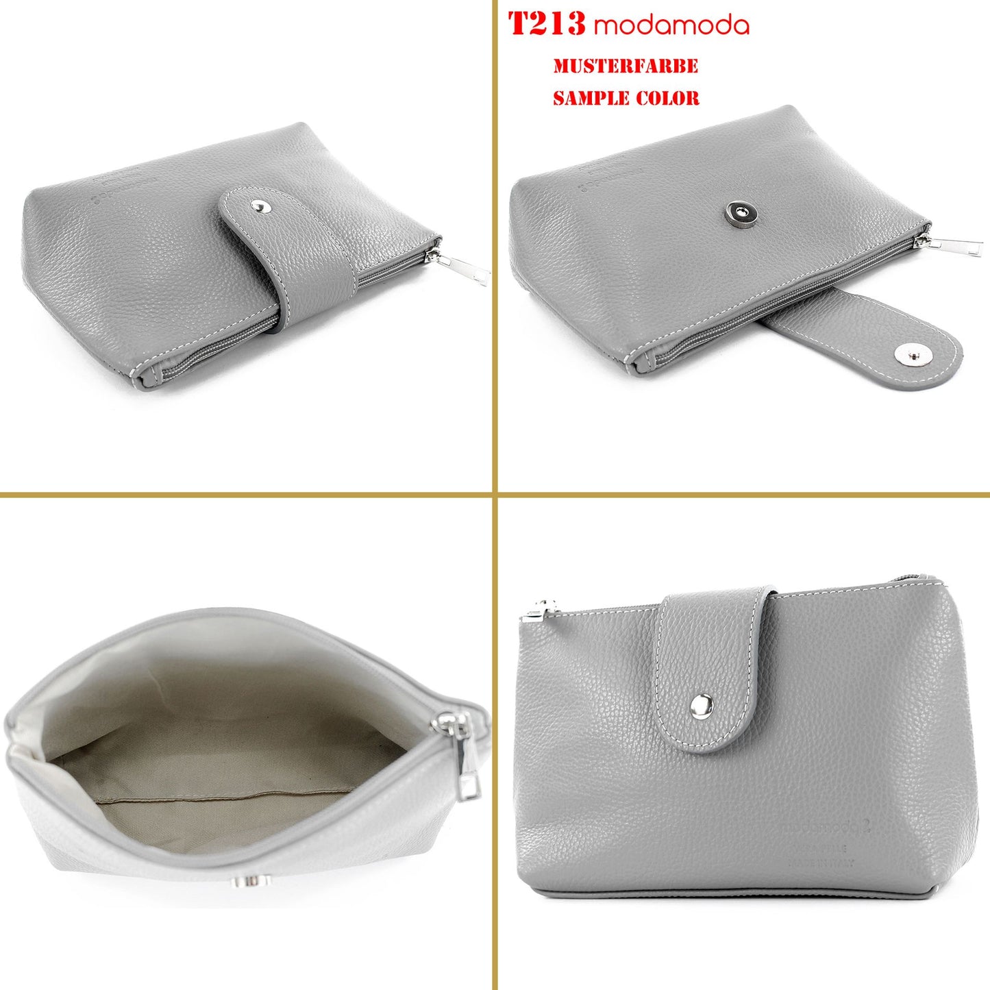 modamoda de T213 Damen Leder Kosmetiktasche Reiseetui Medium handmade in Italy