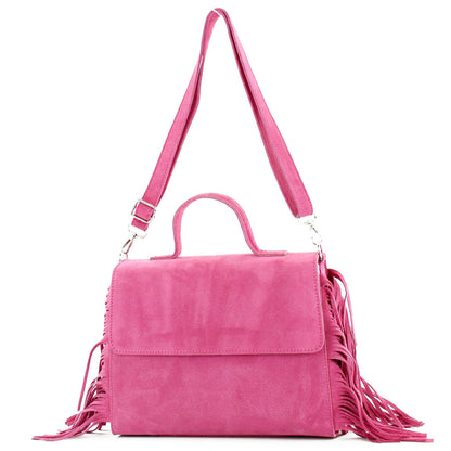 modamoda de - T216 - ital. Umhängetasche Schultertasche aus Wildleder
